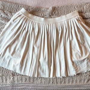 Prince - Pleated White/Cream Circle Skort with Branded Elastic Waistband
